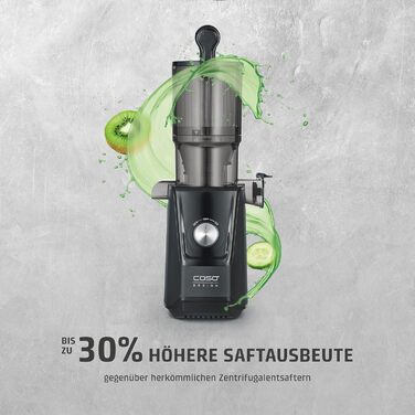 CASO Juice Fit - Швидкий соковитискач, переможець тесту: низька швидкість (40 об/хв), велика завантажувальна горловина 130 мм, чорний
