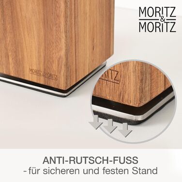 М'ясний блок Moritz & Moritz Akazie, поворотний на 360°, з магнітним утримувачем та знімним вкладишем з щетиною – зручний підставка для ножів на кухню, без ножів