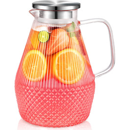 Скляна канавка для води з кришкою 2.4L, глечик з боросилікатного скла, канавка для холодного чаю, глечик для напоїв, стійкий до високих температур