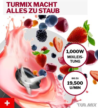 Бездротовий занурювальний блендер Turmix CX 422 з набором аксесуарів: чаша, подрібнювач, віночок, підставка – 1800W, Li-Ion, для універсальної кухні