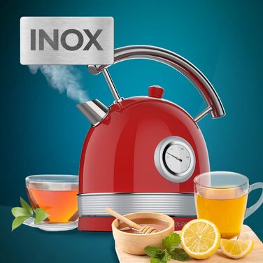 Електричний чайник Cecotec Thermosense 420 Vintage Light Red - 1.8 л, 2200 Вт, з термоіндикатором, червоний