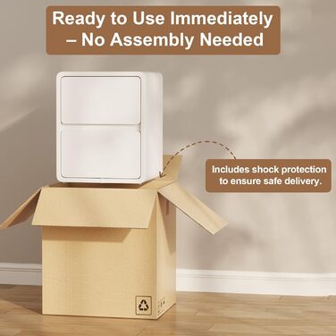 Нічний столик AQIMUELE, білий, з 2 шухлядами, ширина 30 см, без встановлення, з екошкірою