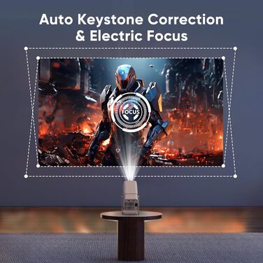 Портативний проєктор Mini Beamer з Android TV, автотрапецеїдна корекція, підтримка 4K 1080P, Bluetooth WiFi6, 160ANSI. Підходить для телефону, TV Stick, ноутбука, кінотеатру вдома та на вулиці.