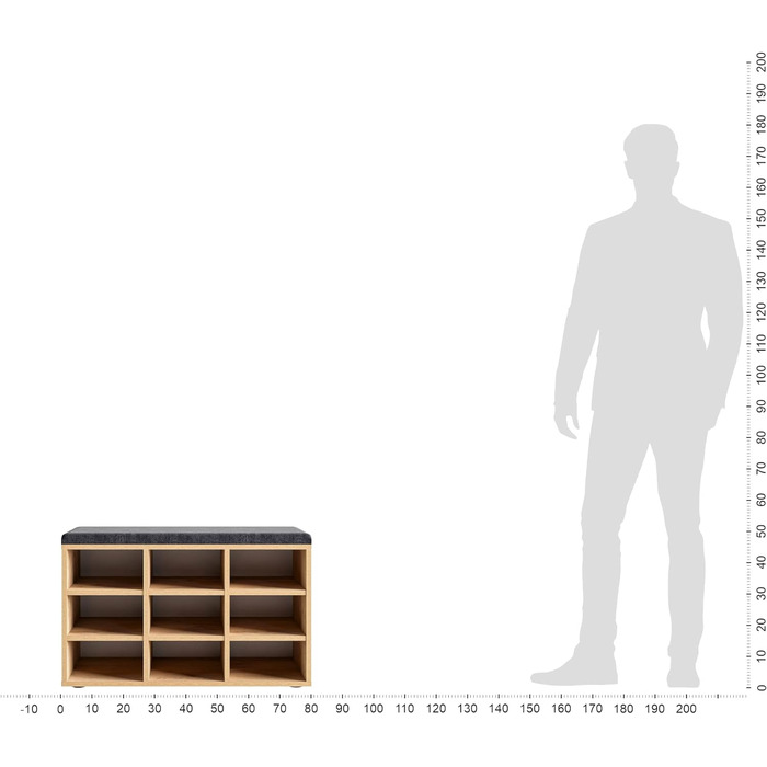 Лавка для взуття з сидінням - Полиця для взуття біла 80 x 50 x 30 см Тумба для взуття з лавкою Лавка для передпокою з місцем для зберігання Лавка для одягу Sofia (80 x 30 x 50 см, Дуб медовий Оббивка (сіра)