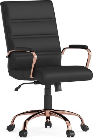 Крісло шеф Flash Furniture, обшите білою шкірою, з червонозолотим каркасом, 61 x 58,5 x 103,5 см