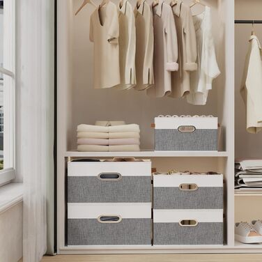 Коробки для зберігання з тканини Yawinhe (3 шт.), 33x23x20 см, білий/сірий, SNK030WGXS