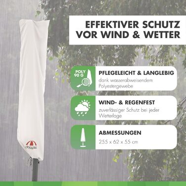 Чохол для садового парасоля Doppler Jack для центрального кріплення | Захисний чохол для парасоля з максимальним діаметром | Стійкий до погодних умов чохол з блискавкою та ручкою (400 см)