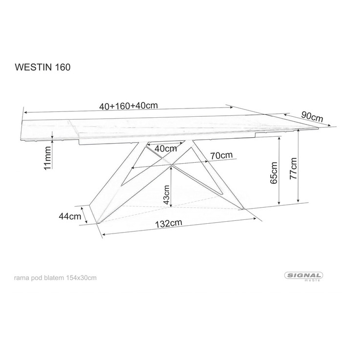 Стіл WESTIN CERAMIC 160(240)*90 коричневий ефект дерева/чорний мат