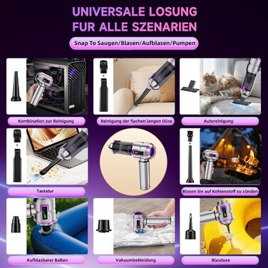 Акумуляторний ручний автомобільний пилосос бездротовий 27000Па, потужний міні-пилосос та електричний обдувач для авто, дому, кухні та ПК