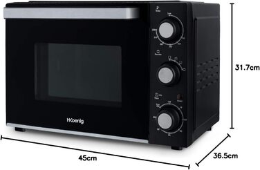 Міні-піч H.Koenig FO42, 42л, 230°C, 5 режимів, таймер 90хв, конвекція, гриль, з щипцями, крихтозбірник, поворотний насадка, 2000W