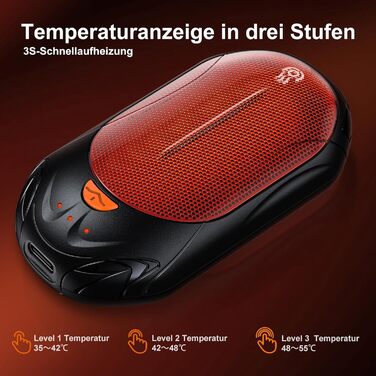 Електричні грілки для рук OUTJUT 6000mAh, 2 шт., USB, 3 режими нагріву, для спорту, кемпінгу, чорні