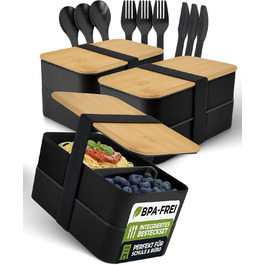 Набір Bento Box Moritz & Moritz (3 шт.) - Японський ланчбокс для дорослих та дітей - 3 шт. Чорний