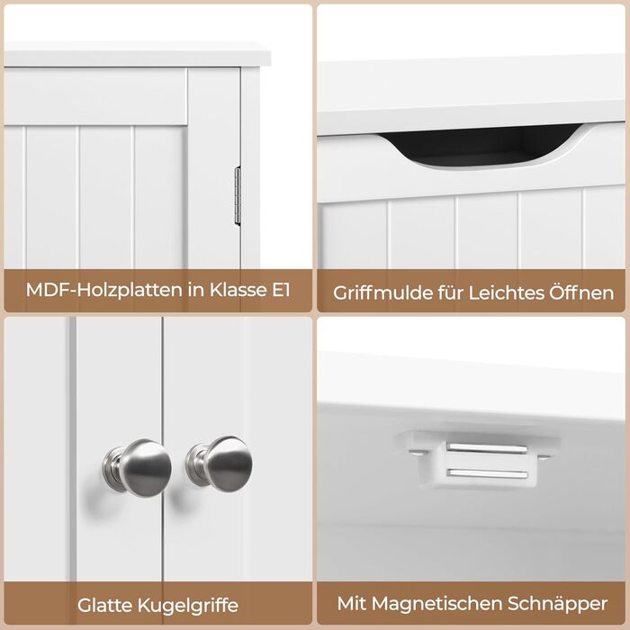 Шафа для ванної кімнати Yaheetech з 4 висувними ящиками та 2 дверцятами, тумбочка для ванної кімнати, шафа для підлоги, з регульованою полицею, для ванної кімнати, вітальні, коридору, кухні, білий, 81 × 30 × 83 см