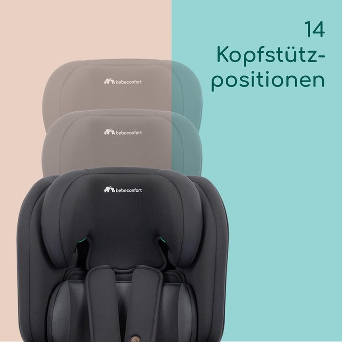 Автокрісло Bebeconfort Mitwachsender Kindersitz 9-36 кг, 15 міс. - 12 років, 76-150 см, збоку захист, 11 положень підголівника, інтегровані підлокітники, EverFix Plus i-Size (Чорний)