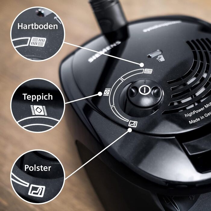 Пылесос Siemens Staubsauger synchropower VS06A212 с мешком: для паркета, коврів, плитки, з фільтром гігієни, чорний, 600 Вт