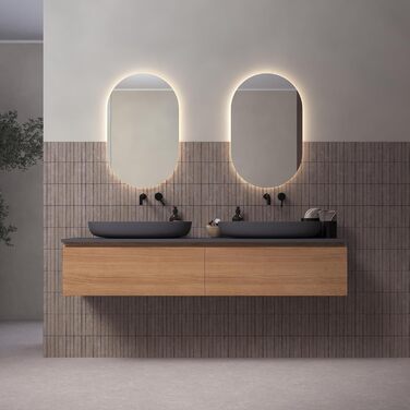 Дзеркало для ванної кімнати Loevschall з LED підсвічуванням, овальне, 80x50 см, регульоване, настінне