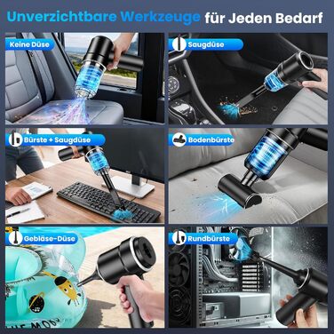 Акумуляторний ручний автомобільний пилосос 12000Па з HEPA-фільтром та LED-підсвіткою, бездротовий міні-пилосос для авто, дому, диванів та шерсті тварин