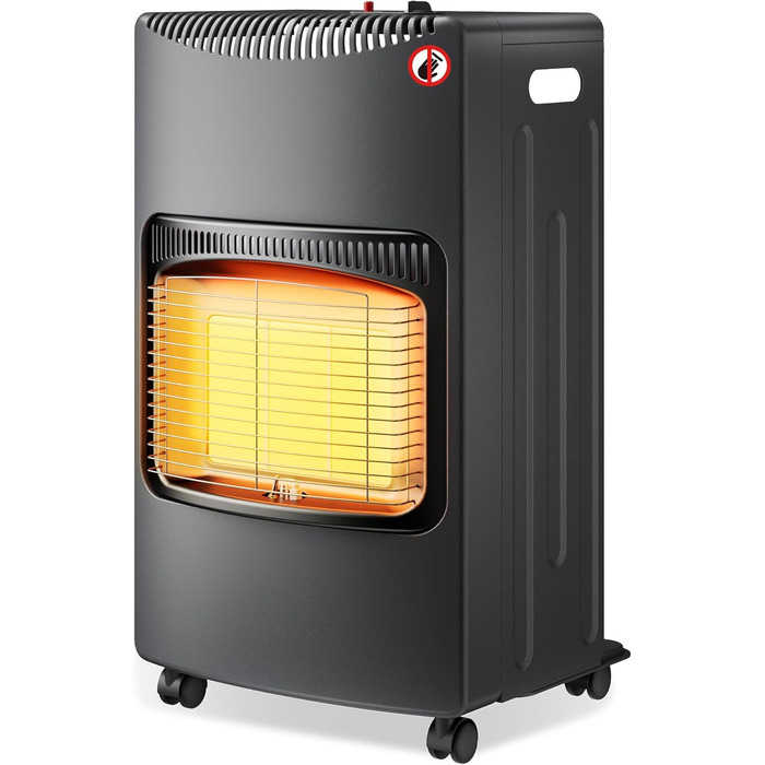 Мобільний газовий обігрівач Wiltec 4,2 кВт з захистом від перекидання, ODS та роликами, сумісний з 13 кг балоном