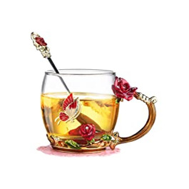 Скляна кавова чашка evecase з емальованим квіткою метелика, Подарункові набори для жінок.Персоналізовані подарунки для мами та подруги