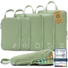 Набір компресійних органайзерів для одягу в дорогу (5 шт), нейлонові пакувальні куби для валізи та рюкзака, зелені