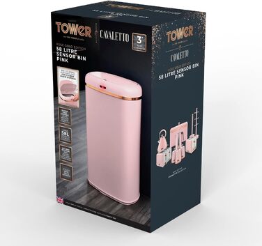 Tower 58 квадратний сміттєвий бак із датчиком, рожево-золотистий колір