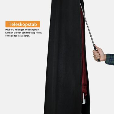 Чохол для парасольки/маркетки Dokon, діаметр до 400 см, водонепроникний, зимовий, UV-стійкий, чорний