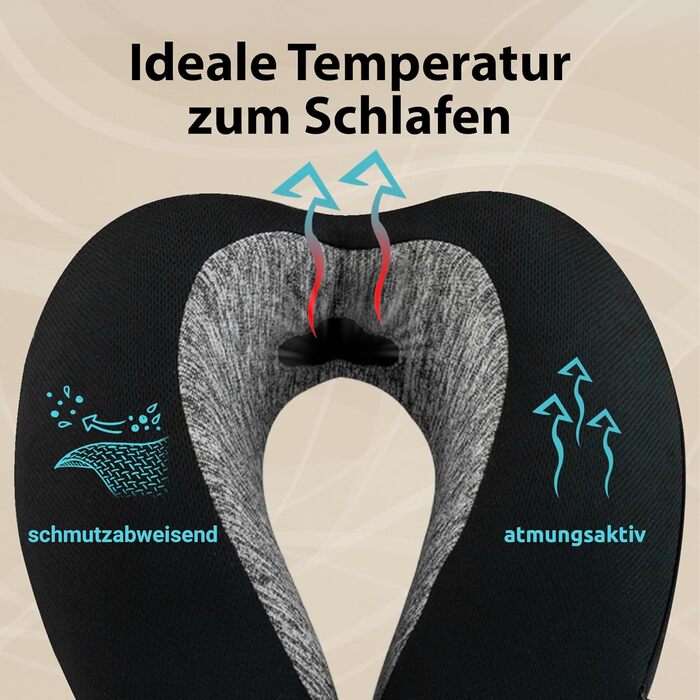 Подушка для шиї FLOWZOOM Comfy для літака та авто - регульована подушка з піною з пам'яті з гнучкими кнопками для 360° підтримки, дихаючий, пральний чохол - з сумкою - Чорний (Dream - Classic - Чорний)