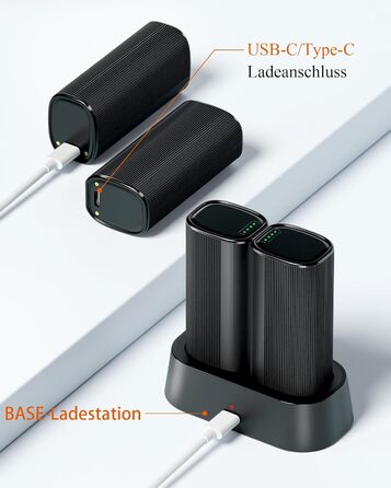 Електричні грілки для рук KINREECELL 10000mAh, 2 шт., з магнітним з'єднанням, зарядний кейс, 4 режими нагріву, до 55°C, тривалий час роботи, портативні