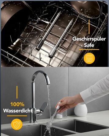 Бездротовий термометр для м'яса BFOUR BF-80 з Bluetooth та Wi-Fi, 2 зонди, 6 сенсорів, IP67 водонепроникний, сенсорне управління, APP-керування, термометр для приготування BBQ, духовки та гриля