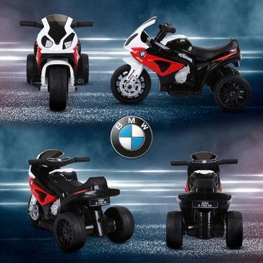 HOMCOM BMW S1000RR ліцензійний електричний триколісний дитячий мотоцикл з акумулятором, дитячий транспорт, сталевий, червоний, 66x37x44 см