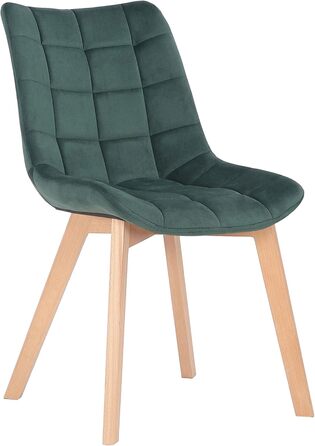 Набір з 2 обідніх стільців Passaic з оксамиту, ергономічні, з м'якою оббивкою та стежкою, з захистом для підлоги, до 150 кг, колір: зелений