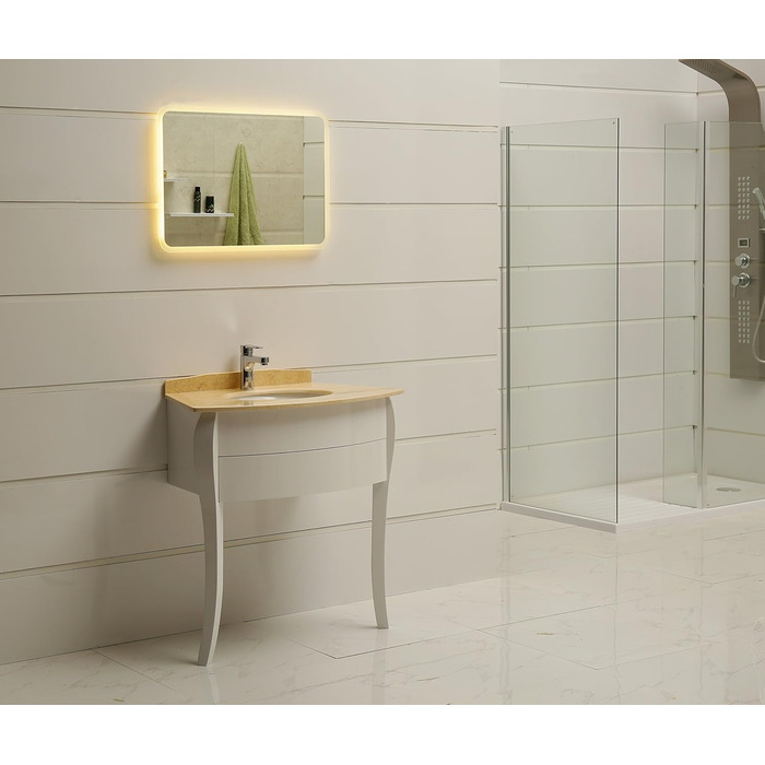 Дзеркало для ванної кімнати Dr. Fleischmann GS084N з LED-підсвічуванням (80x60 см, круглі кути, тепле біле світло)