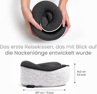 Подушка для подорожей Proglobe з Memory Foam, ортопедична, сіра. З маскою для сну та чохлом.