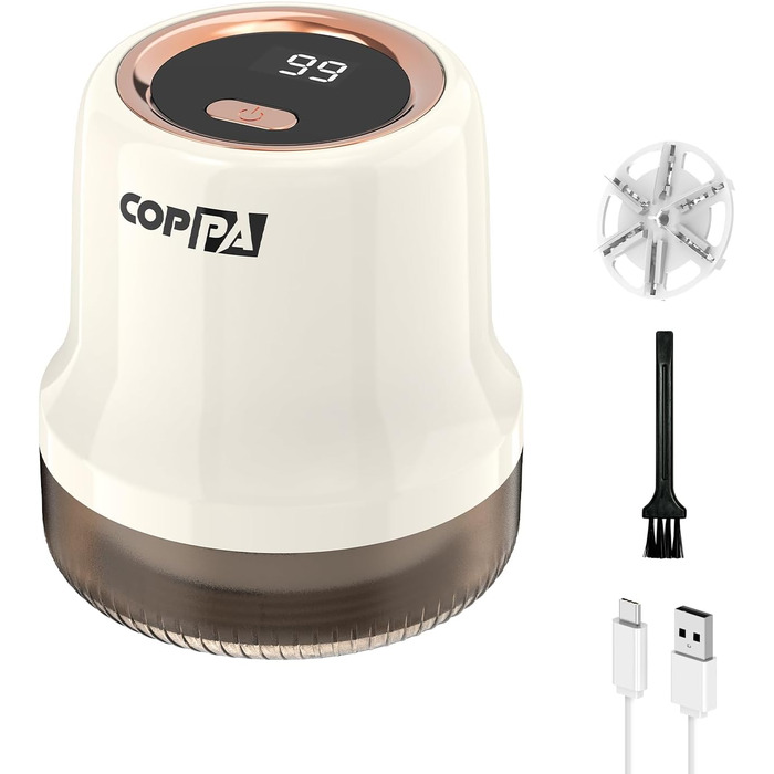 Електричний видальник ворсу для одягу та меблів COPPA з 6 лезами та індикатором заряду