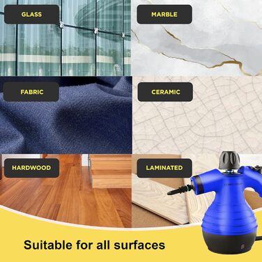 Портативний пароочисник Comforday: видаляє жир, плями з меблів, кухні та авто. З 9 насадками для чищення.