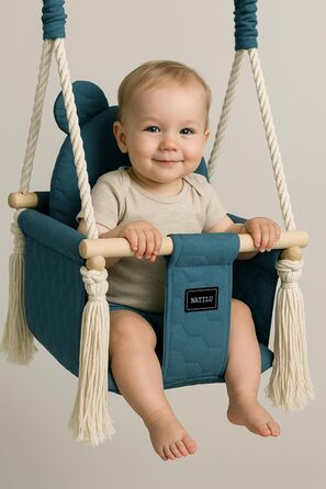 Дитяча гойдалка для дому та вулиці Bär Light Velvet | Гойдалка для малюків з м'яким сидінням