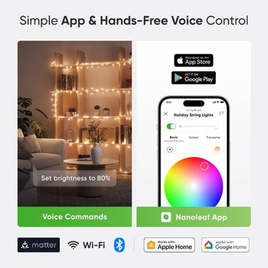 Nanoleaf Holiday String Lights Outdoor - 25 метрів, 300 LED, 18W, EU Smarte Lichterkette Pro