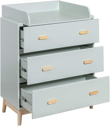 Комод з пеленальним столиком Rebecca Mobili, Aqua Grün Braun, колір блакитно-зелений, матеріал - сосна та MDF, компактний, знімний пеленальний столик, розміри 100 x 80 x 42 см, арт. RE6985