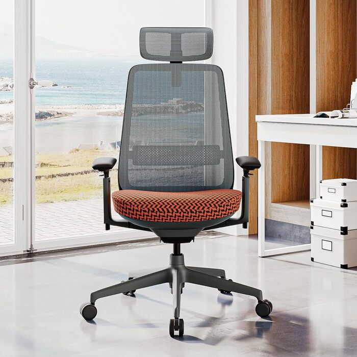 Ергономічне крісло Colamy для офісу та дому: регульована глибина сидіння, 4D підлокітники, підтримка попереку (до 136 кг), сіре