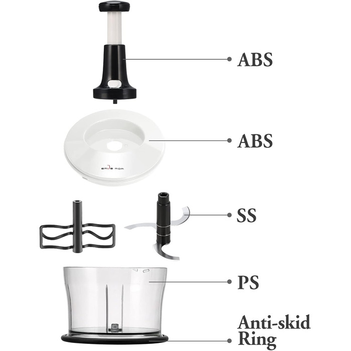 Подрібнювач овочів Smile Mom 1.2 л (білий) - швидкий та професійний подрібнювач для овочів, фруктів та песто