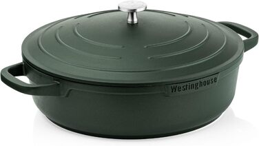 Сковорода для тушкування Westinghouse PERFORMANCE SERIES з кришкою, велика сковорода для індукції та всіх типів плити, сковорода з антипригарним покриттям з ручкою, високий обідок, безпечна для духовки та посудомийної машини, (зелена, 28 см)