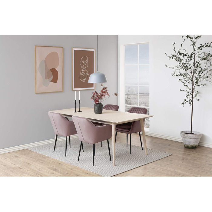 AC Design Furniture Стілець для їдальні Wendy, рожевий/чорний, велюр/метал, 57x61x83 см