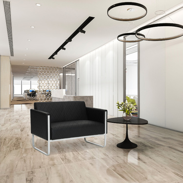 Диван для відпочинку ARUBA STEP, каркас біло-сірий, штучна шкіра, 2 місця, колір - чорний, hjh OFFICE