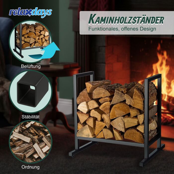 Стильна металева полиця для дров Relaxdays