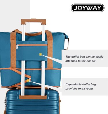 Набір валіз Joyway 6шт з жорстким корпусом, beauty-кейс, косметичка, 4 колеса, TSA-замок, морсько-коричневий (блакитний/коричневий), набір ручної поклажі 4шт