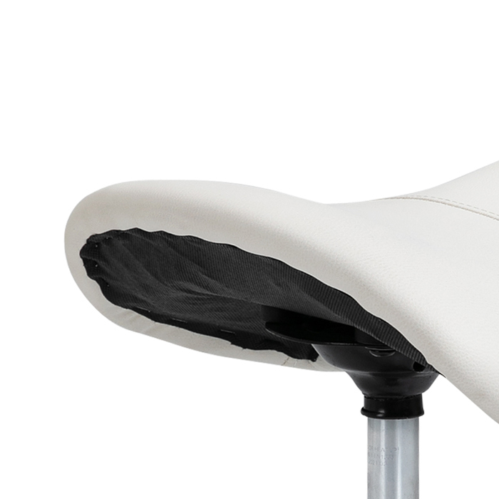 HOMCOM Rolling Stool Поворотний табурет з регульованим по висоті сідлом з оббивкою білого кольору для офісу та дому
