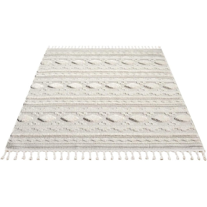 Килим City Boho Rug Cream 80x150 см - Орнаменти, Бордюр, 3D Ефект, Сизаль, Бахрома (200x290 см)