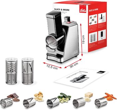 Електричний овочевий слайсер Solis Slice & More 8401 - 5 насадок, нержавіюча сталь, 350 Вт