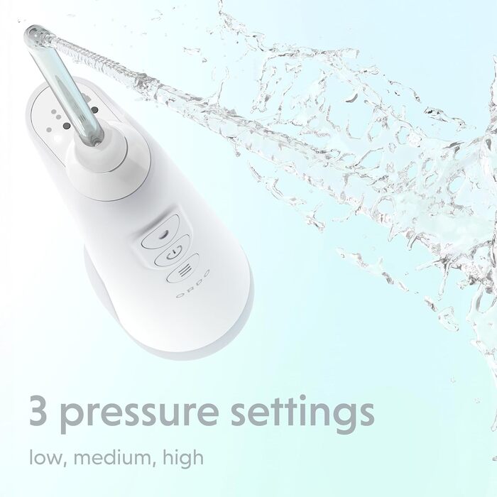 Іригатор Ordo Munddusche: бездротовий, 3 режими, для подорожей, перезаряджається, водонепроникний IPX7, рекомендовано стоматологами (срібло)