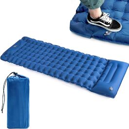 Самонадувний, надлегкий спальний килимок, кемпінговий матрац із вбудованою подушкою для кемпінгу Зручний у зберіганні, надлегкий і легко надувається за допомогою вбудованого насоса для ніг (синій)